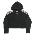 ADIDAS Womens Black & White Cotton Blend Crop Hoodie UK 8 Sports Sweatshirt