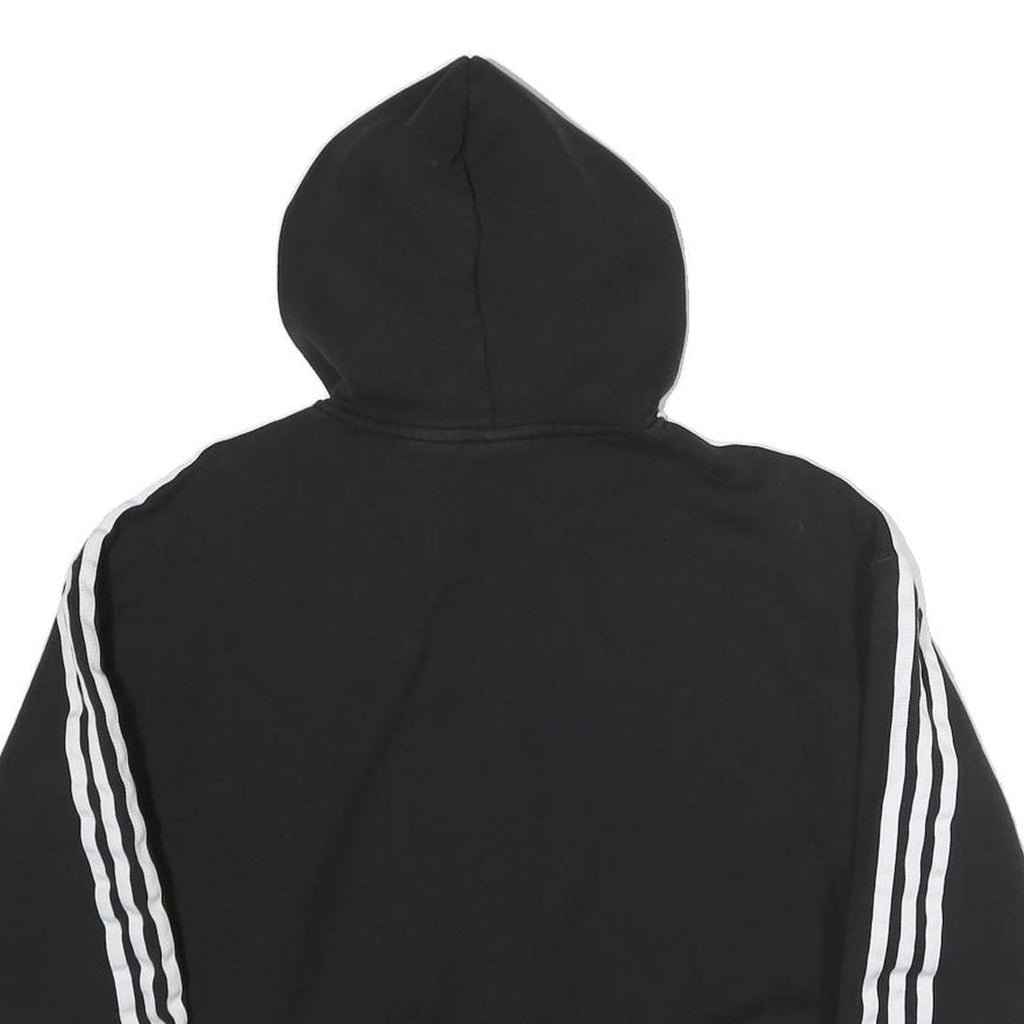 ADIDAS Womens Black & White Cotton Blend Crop Hoodie UK 8 Sports Sweatshirt