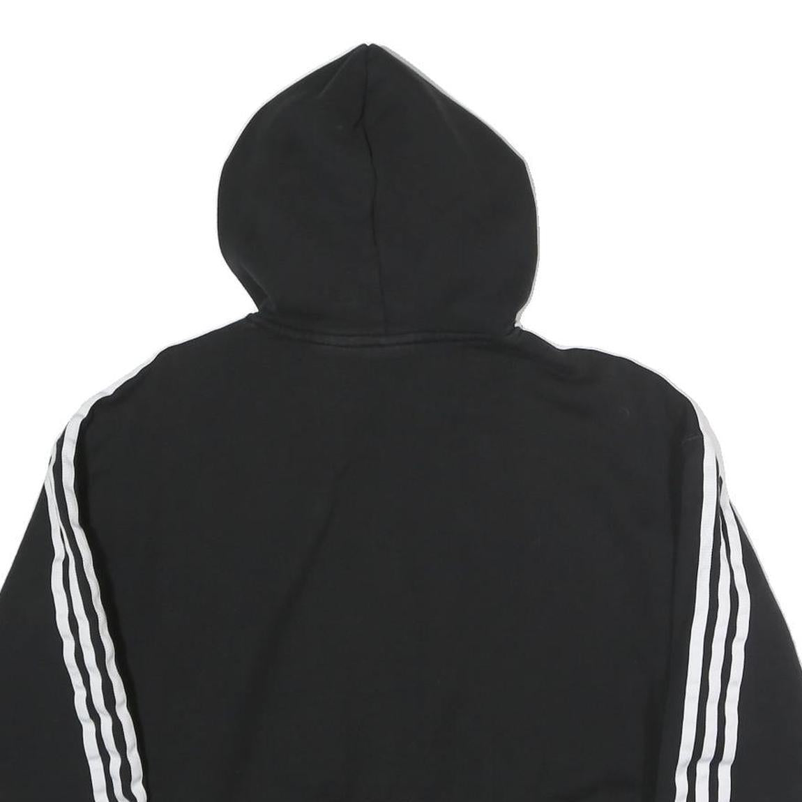 ADIDAS Womens Black & White Cotton Blend Crop Hoodie UK 8 Sports Sweatshirt