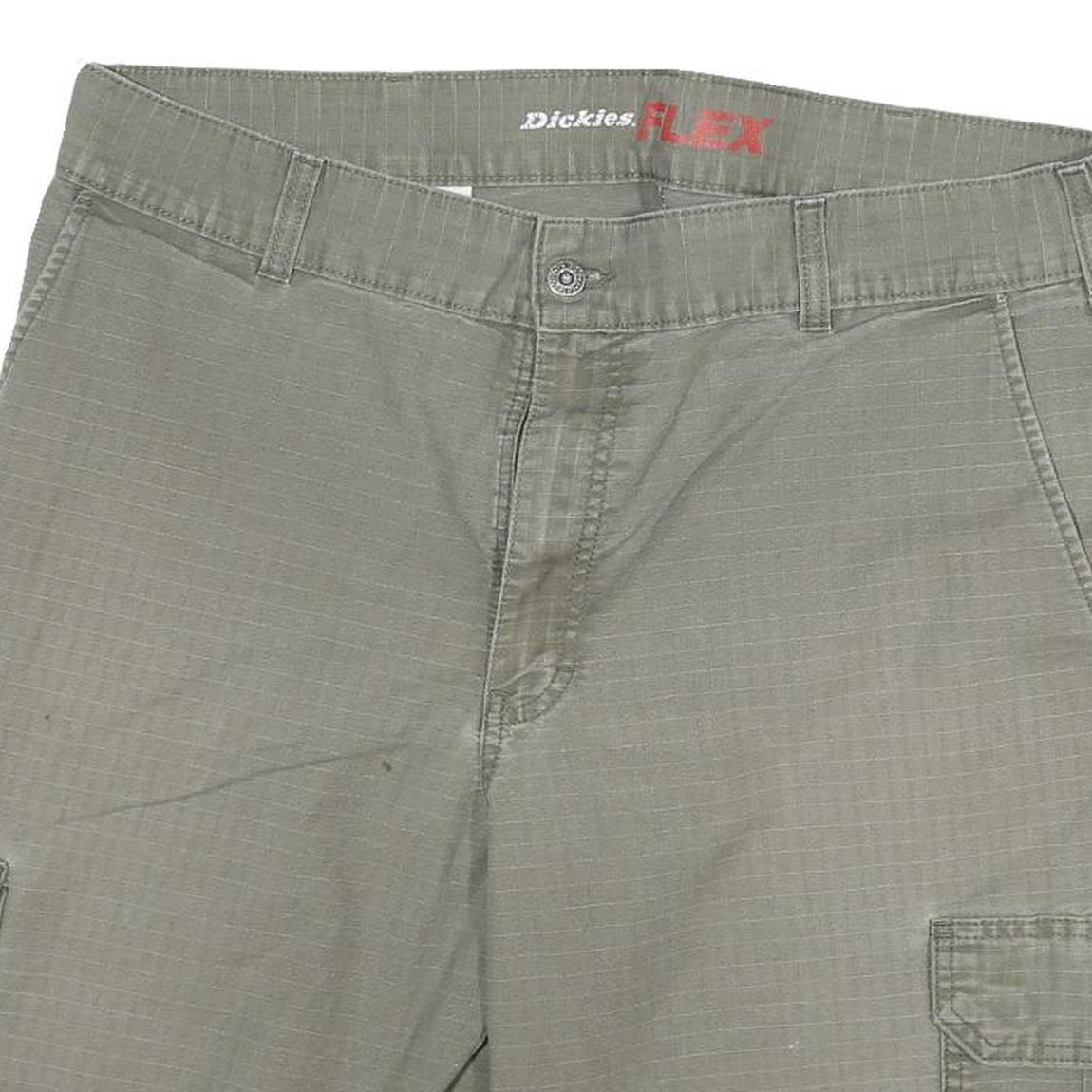 DICKIES Mens Shorts Green Casual Cargo Cotton Blend 2XL W36 Workwear Button