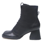 CHARLES & KEITH Womens Leather Lace-Up Ankle Boots Black UK 3 Stylish