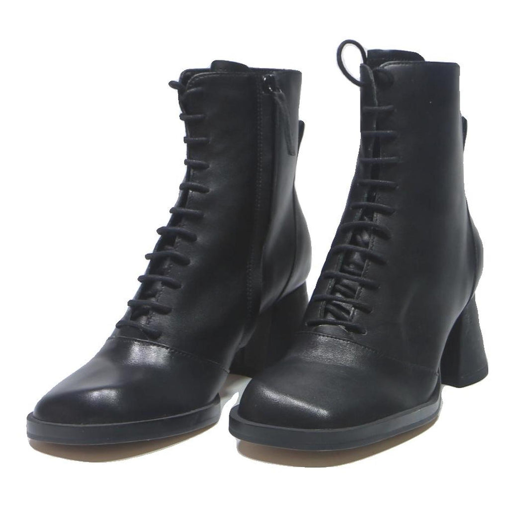 CHARLES & KEITH Womens Leather Lace-Up Ankle Boots Black UK 3 Stylish