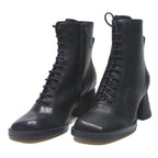 CHARLES & KEITH Womens Leather Lace-Up Ankle Boots Black UK 3 Stylish