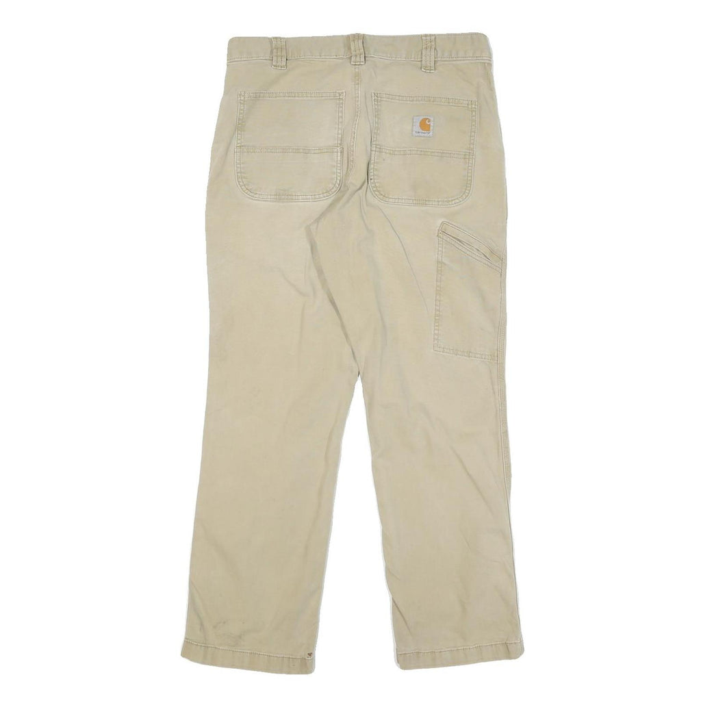 CARHARTT Mens Cotton Blend Beige Relaxed Straight Trousers W32 L30 Workwear
