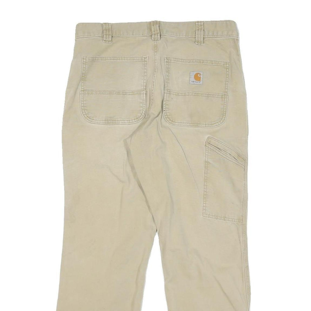 CARHARTT Mens Cotton Blend Beige Relaxed Straight Trousers W32 L30 Workwear