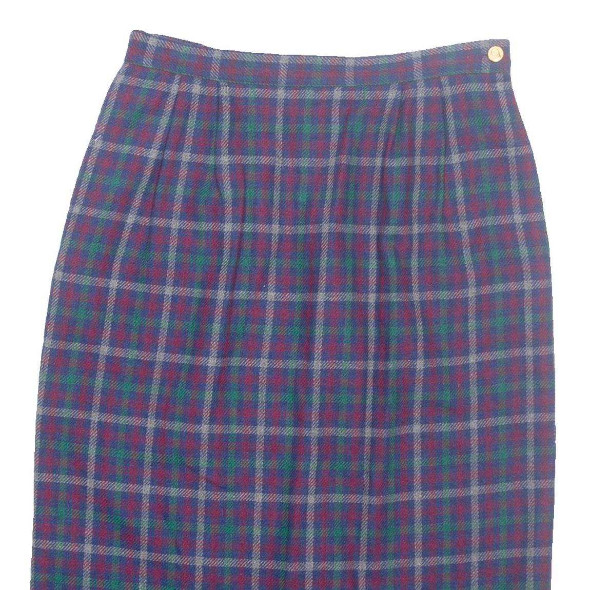 HABERDASHERY Womens Pencil Skirt Red Midi Wool Check M