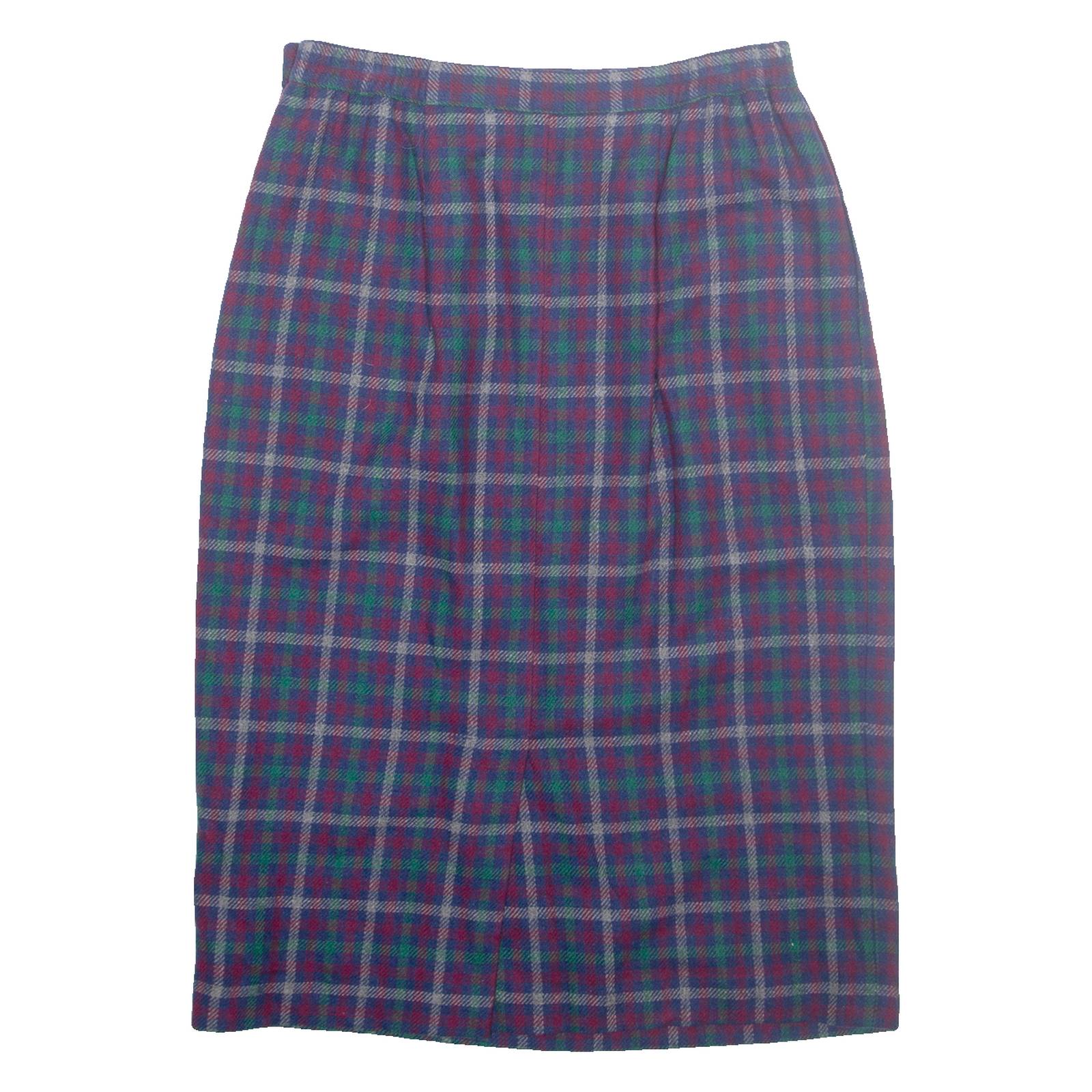 HABERDASHERY Womens Pencil Skirt Red Midi Wool Check M
