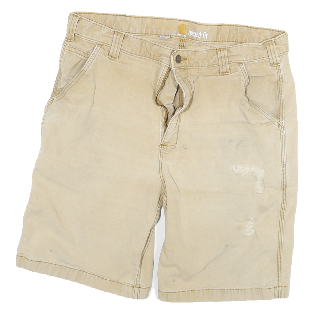 CARHARTT Mens Shorts Beige Casual Relaxed Fit XL W34 Durable Cotton Blend