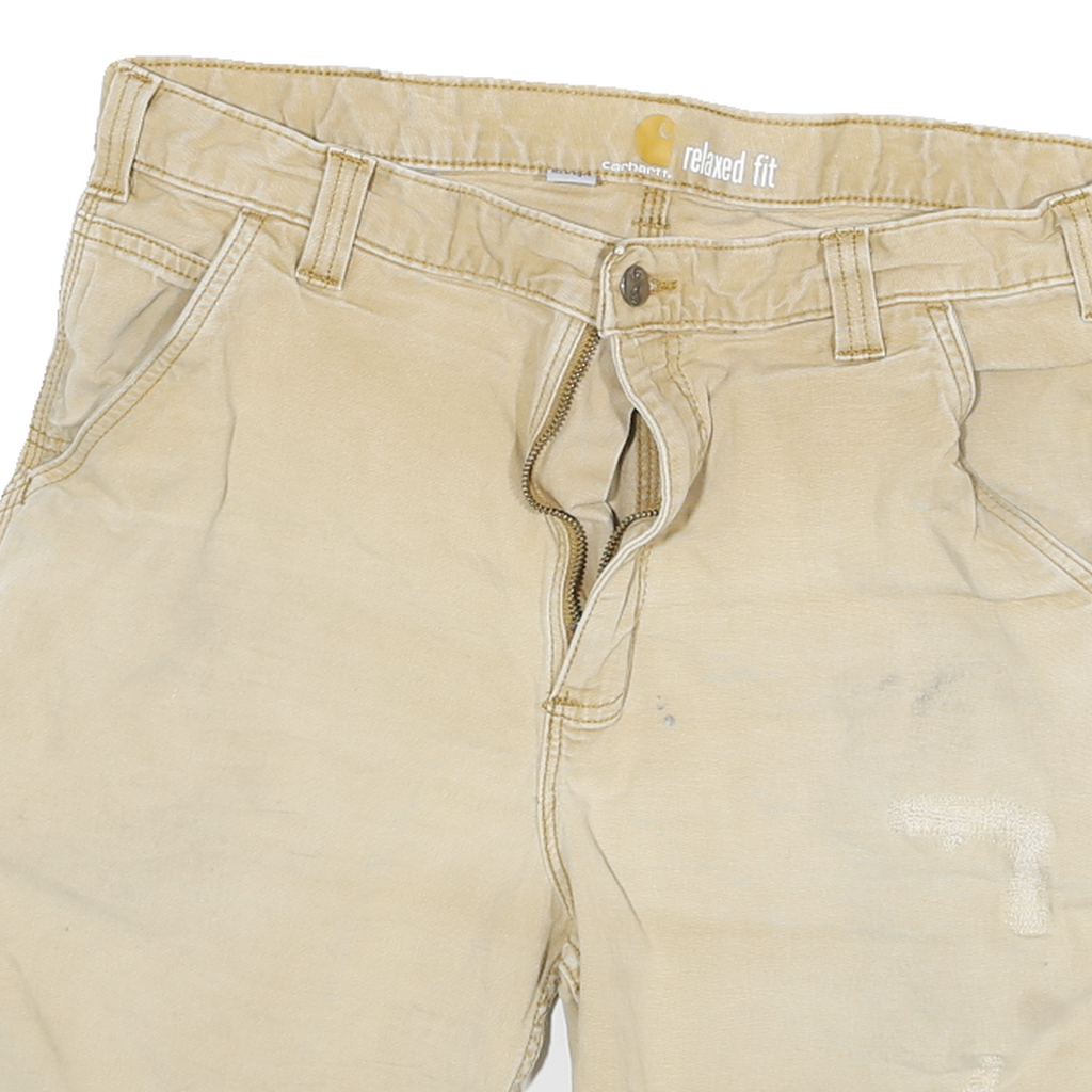 CARHARTT Mens Shorts Beige Casual Relaxed Fit XL W34 Durable Cotton Blend