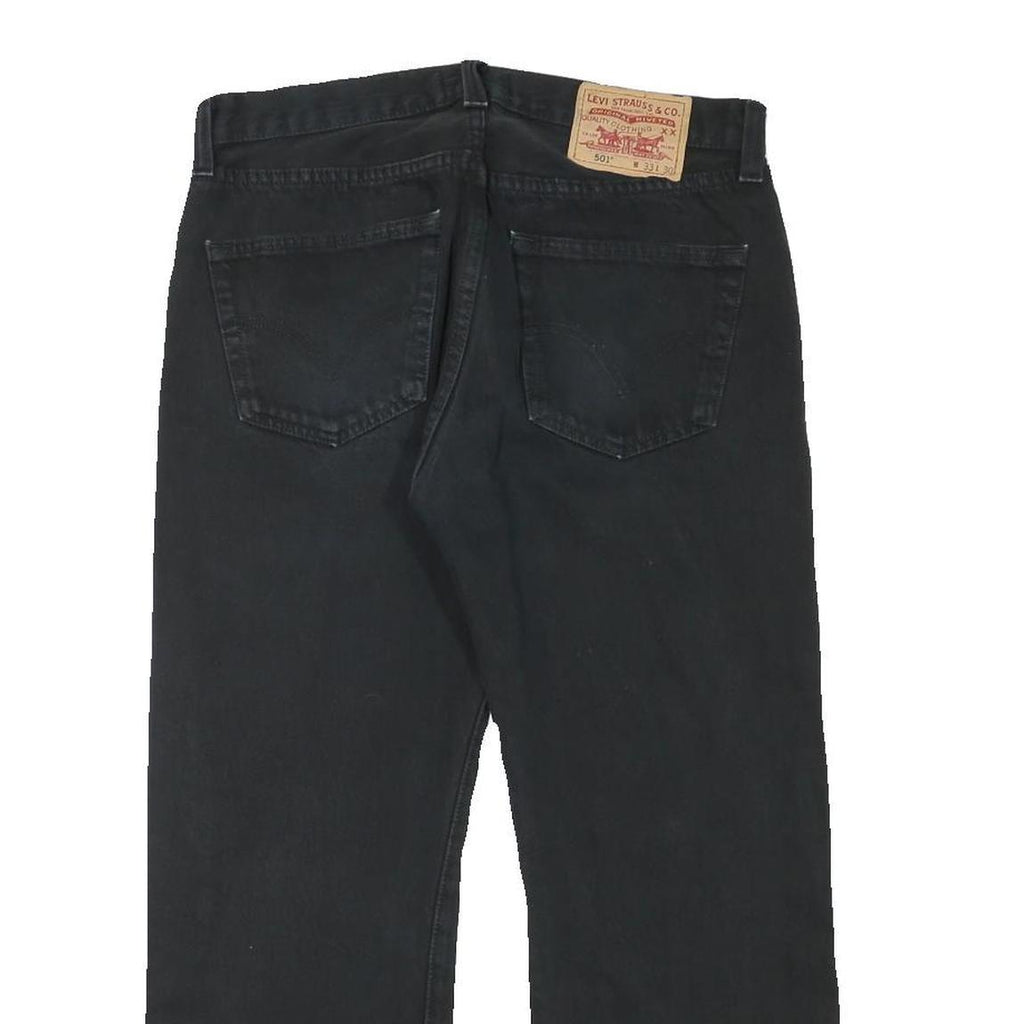 LEVI'S 501 Mens Jeans Black Regular Straight Denim Raw W32 L25 Button Closure