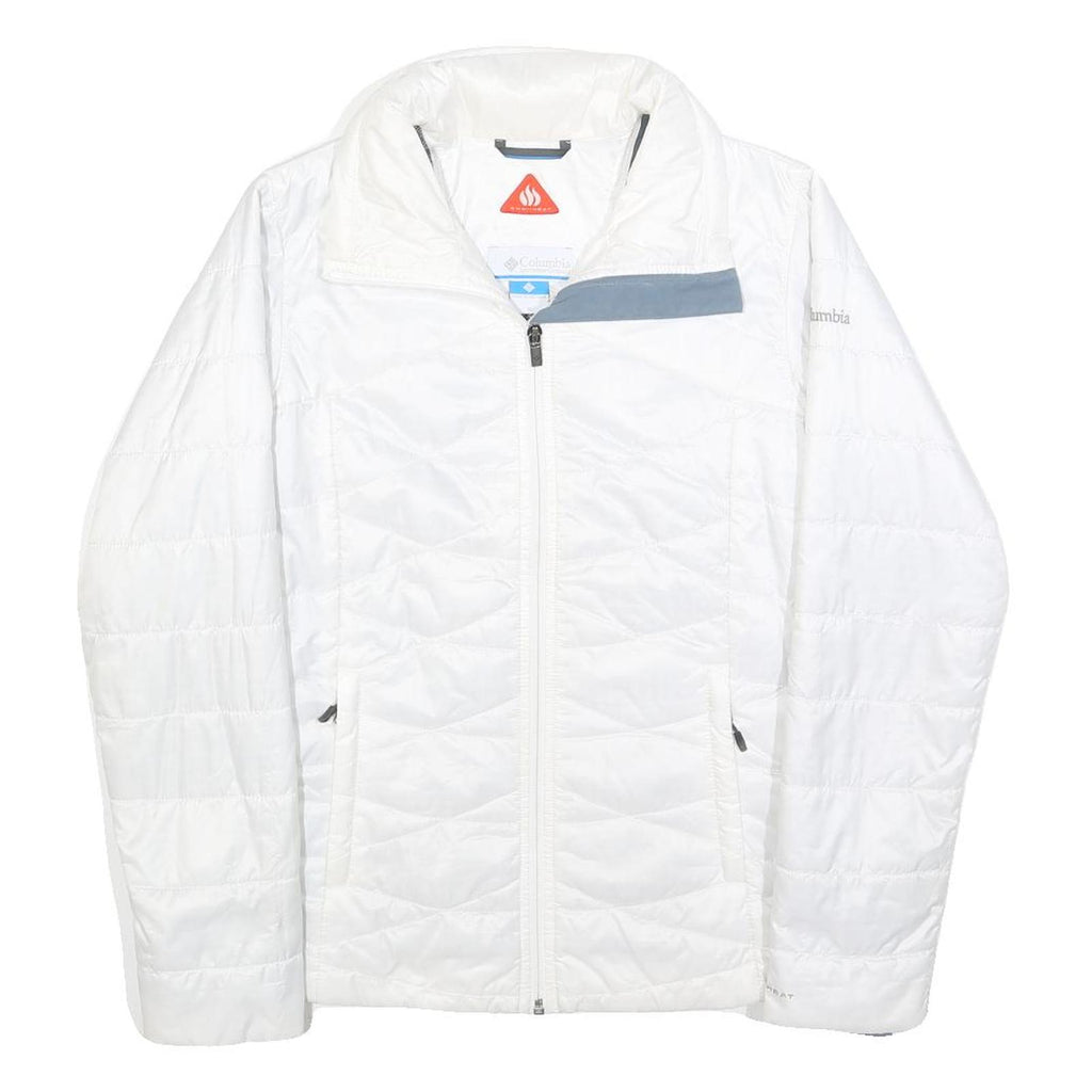 COLUMBIA Womens White Lightweight Jacket S Polyester Blend Plain Zip Closure