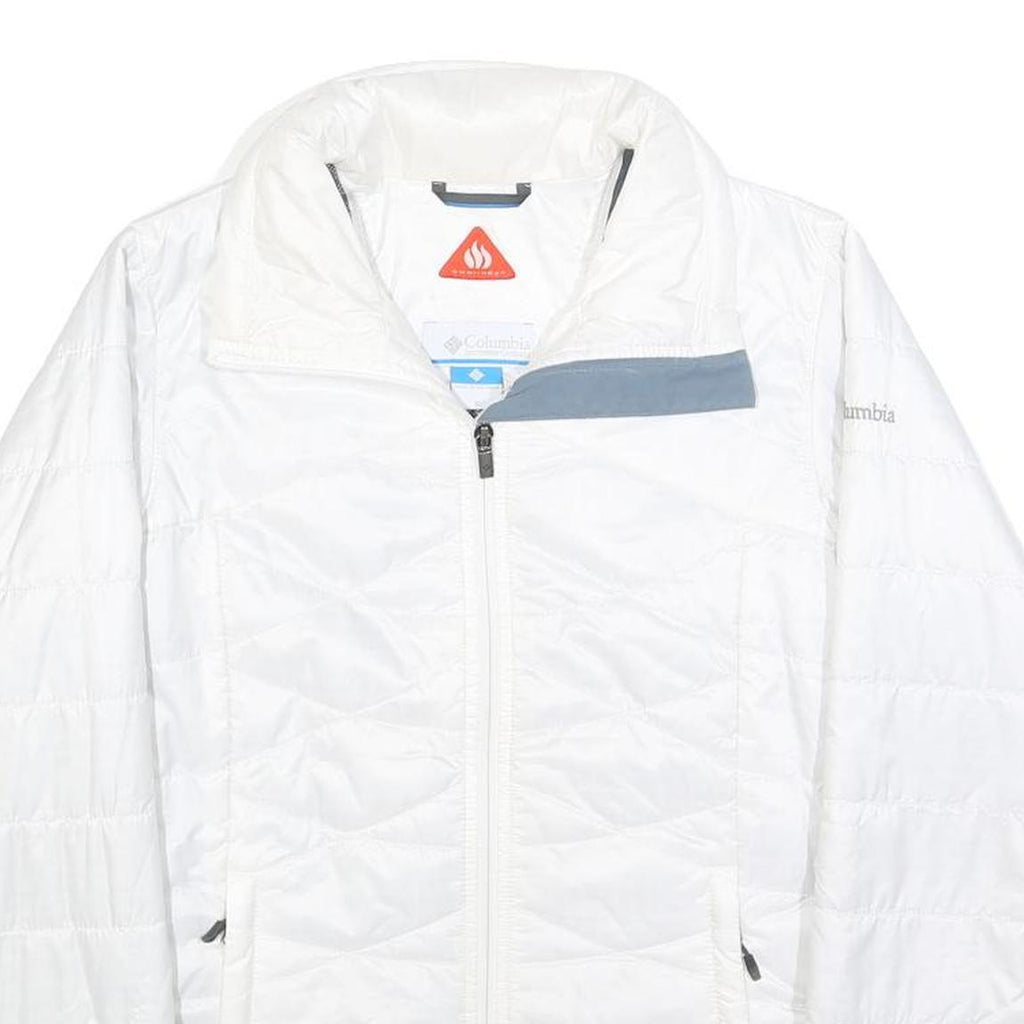 COLUMBIA Womens White Lightweight Jacket S Polyester Blend Plain Zip Closure