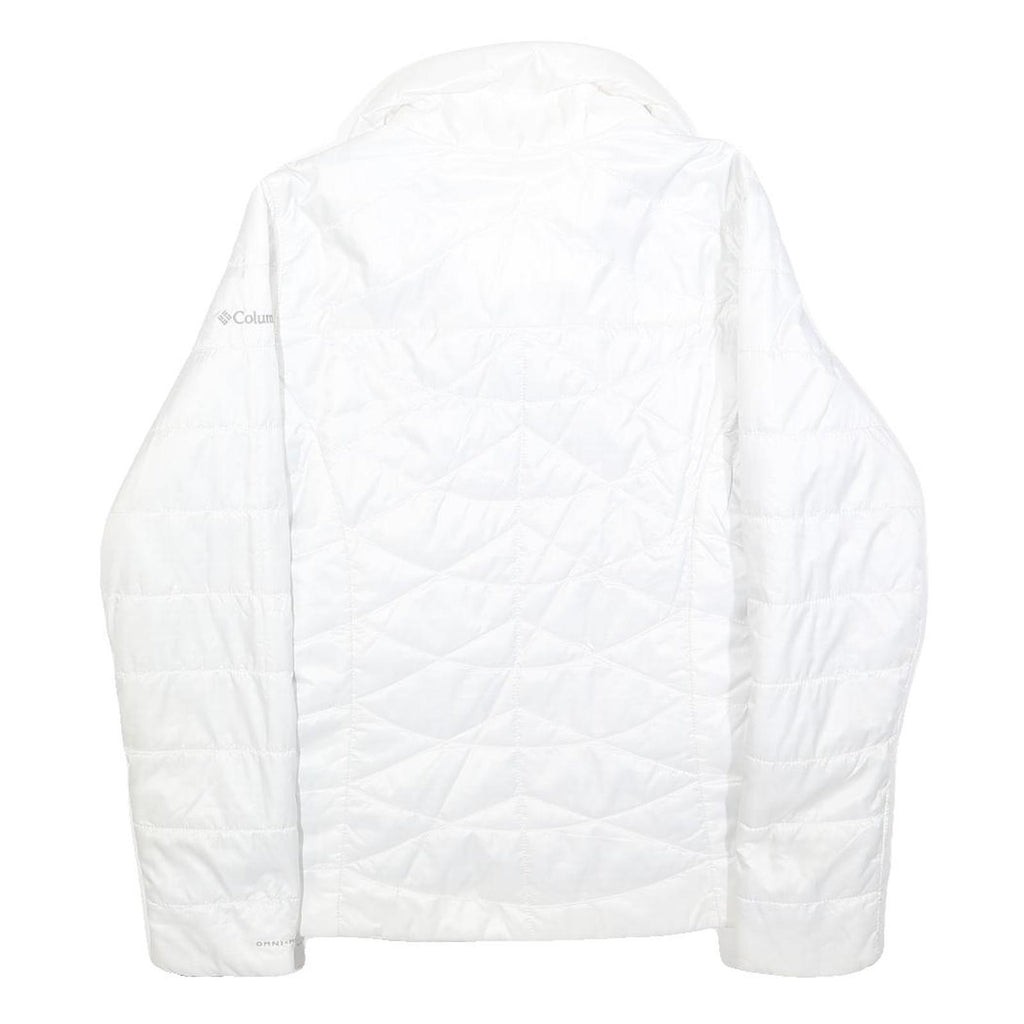 COLUMBIA Womens White Lightweight Jacket S Polyester Blend Plain Zip Closure