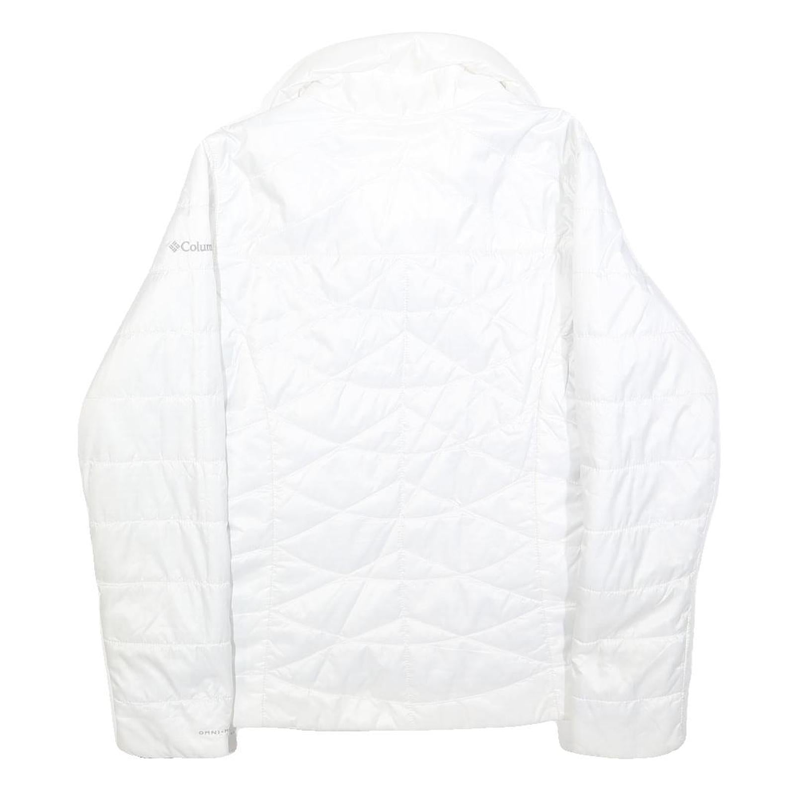 COLUMBIA Womens White Lightweight Jacket S Polyester Blend Plain Zip Closure