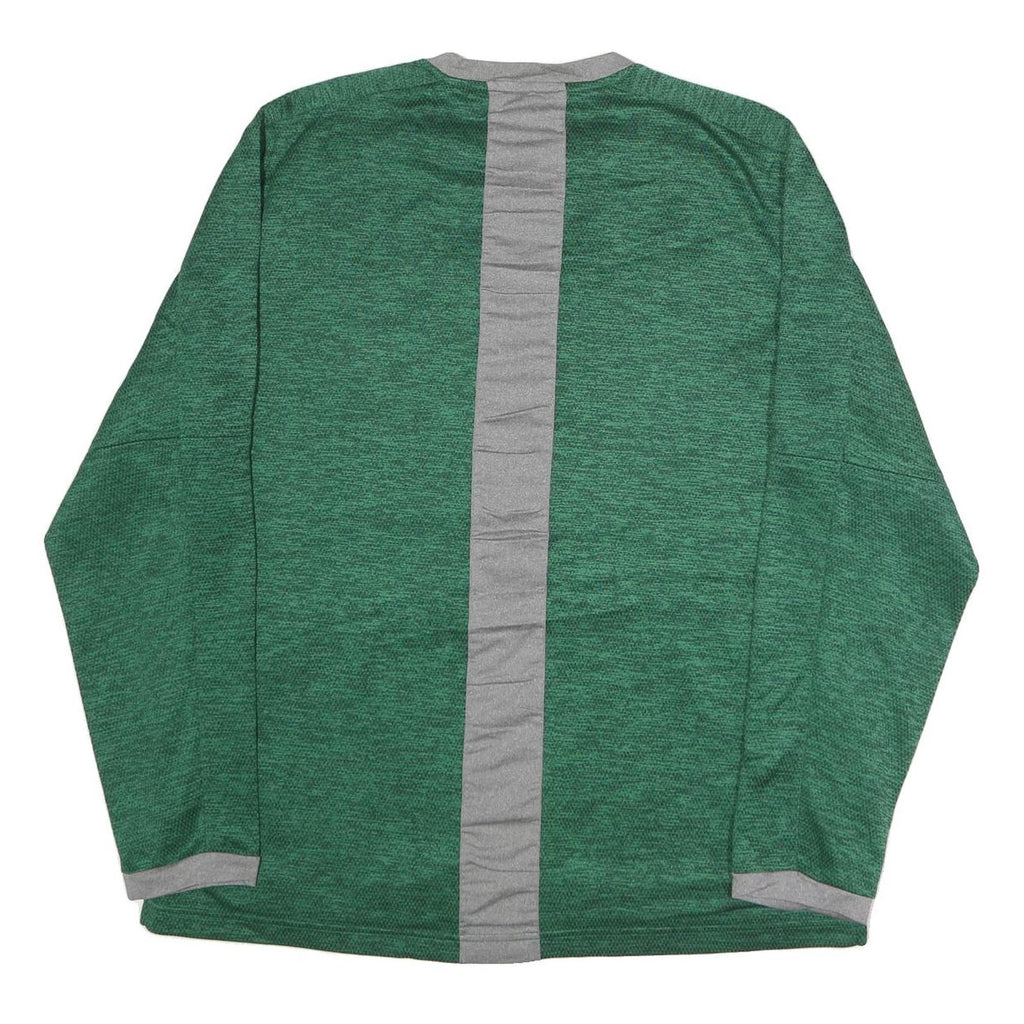ADIDAS Mens Green Grey Baseball Jersey Long Sleeve Top L Polyester Blend Plain