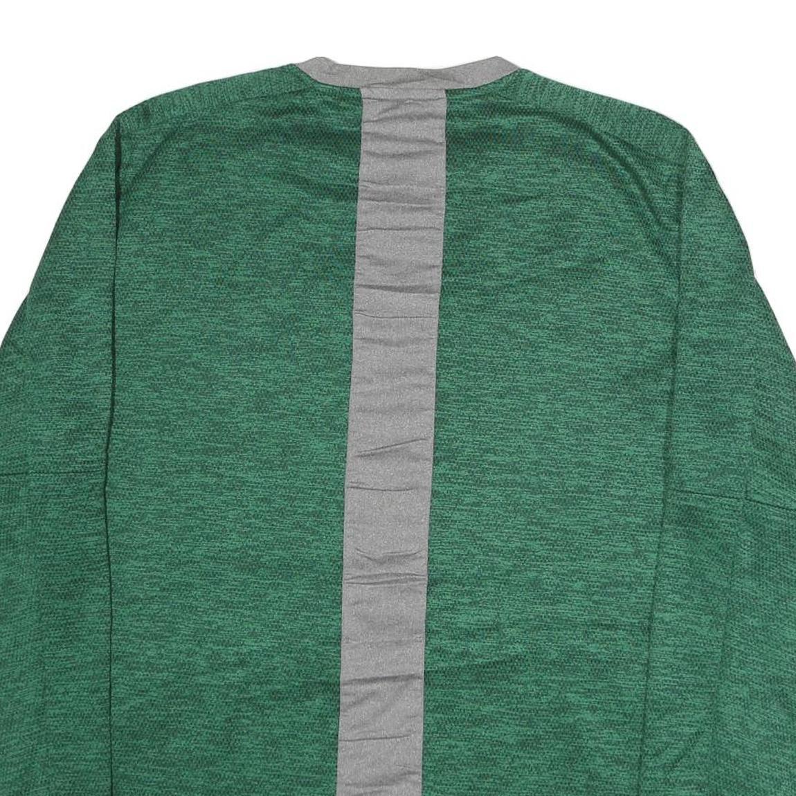 ADIDAS Mens Green Grey Baseball Jersey Long Sleeve Top L Polyester Blend Plain