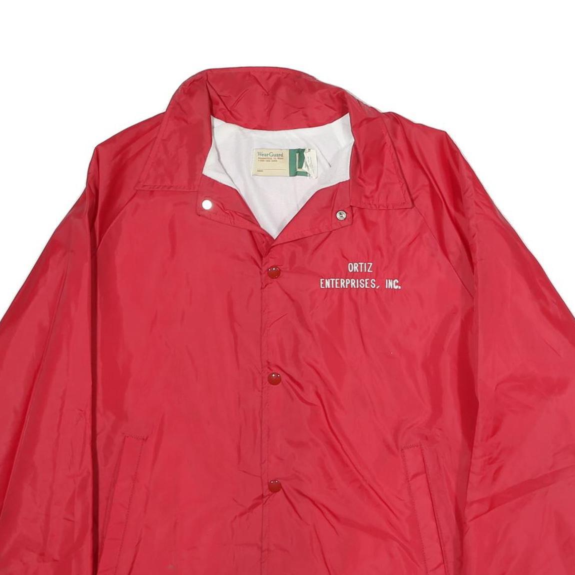 WEARGUARD Mens Red Coach Jacket L Nylon Plain Button Closure Lightweight