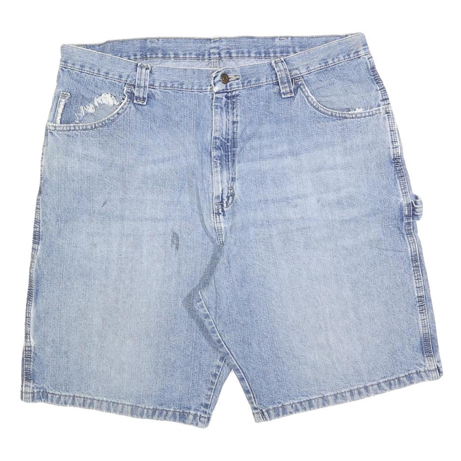 WRANGLER Mens Light Blue Denim Casual XL W38 Carpenter Shorts Cotton Blend