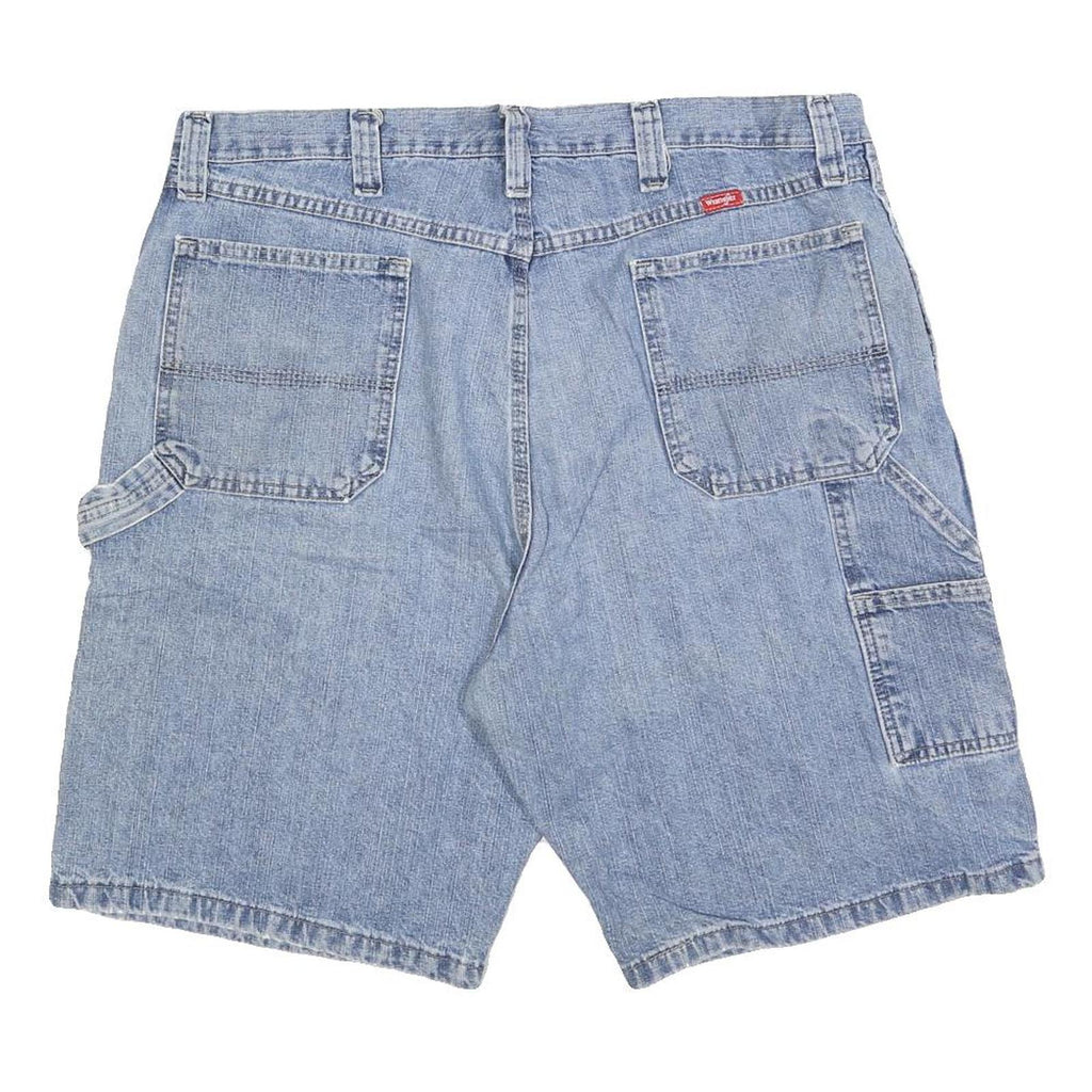 WRANGLER Mens Light Blue Denim Casual XL W38 Carpenter Shorts Cotton Blend