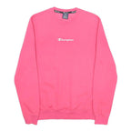 CHAMPION Womens Pink Crew Neck S Logo Sweatshirt Cotton Blend Pullover