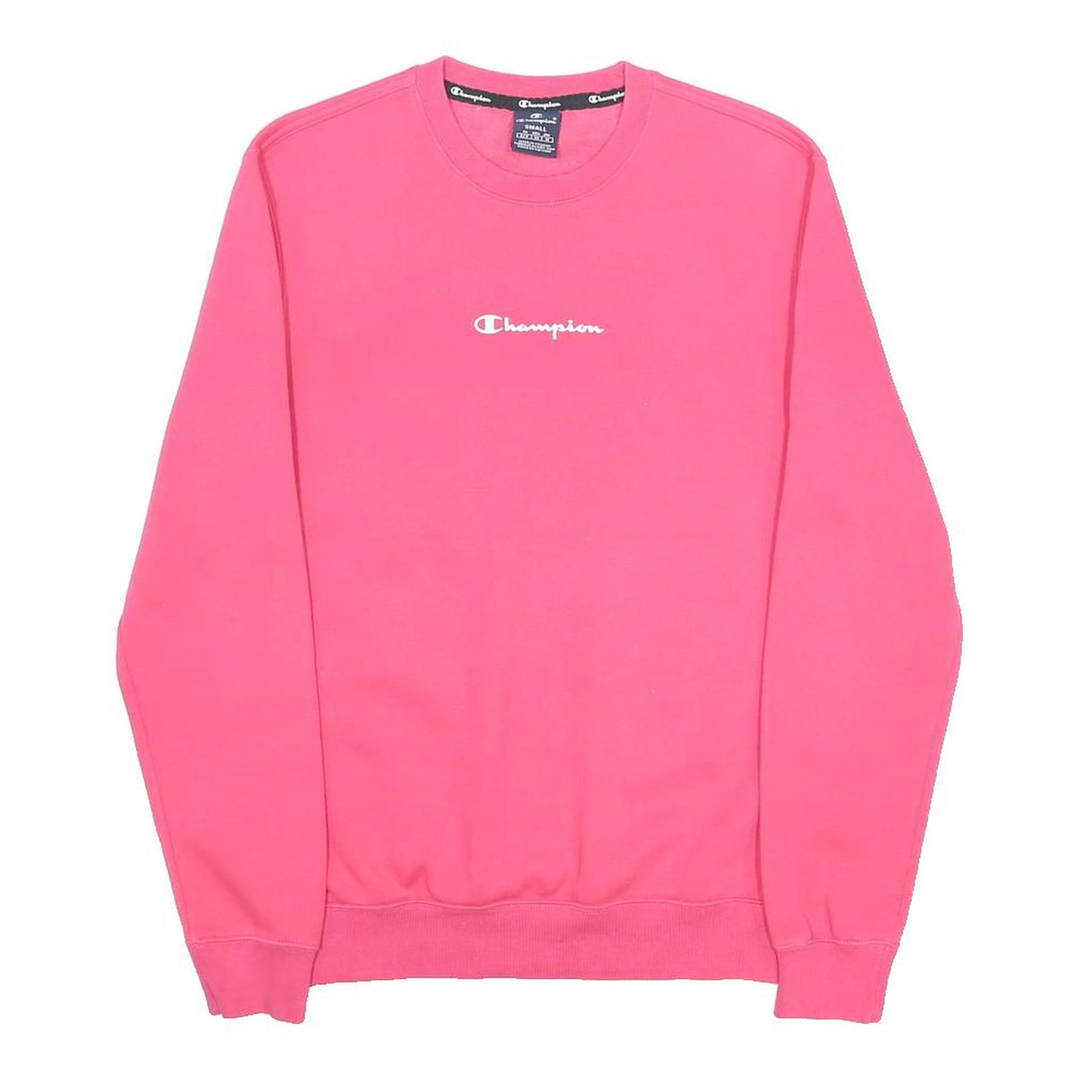 CHAMPION Womens Pink Crew Neck S Logo Sweatshirt Cotton Blend Pullover