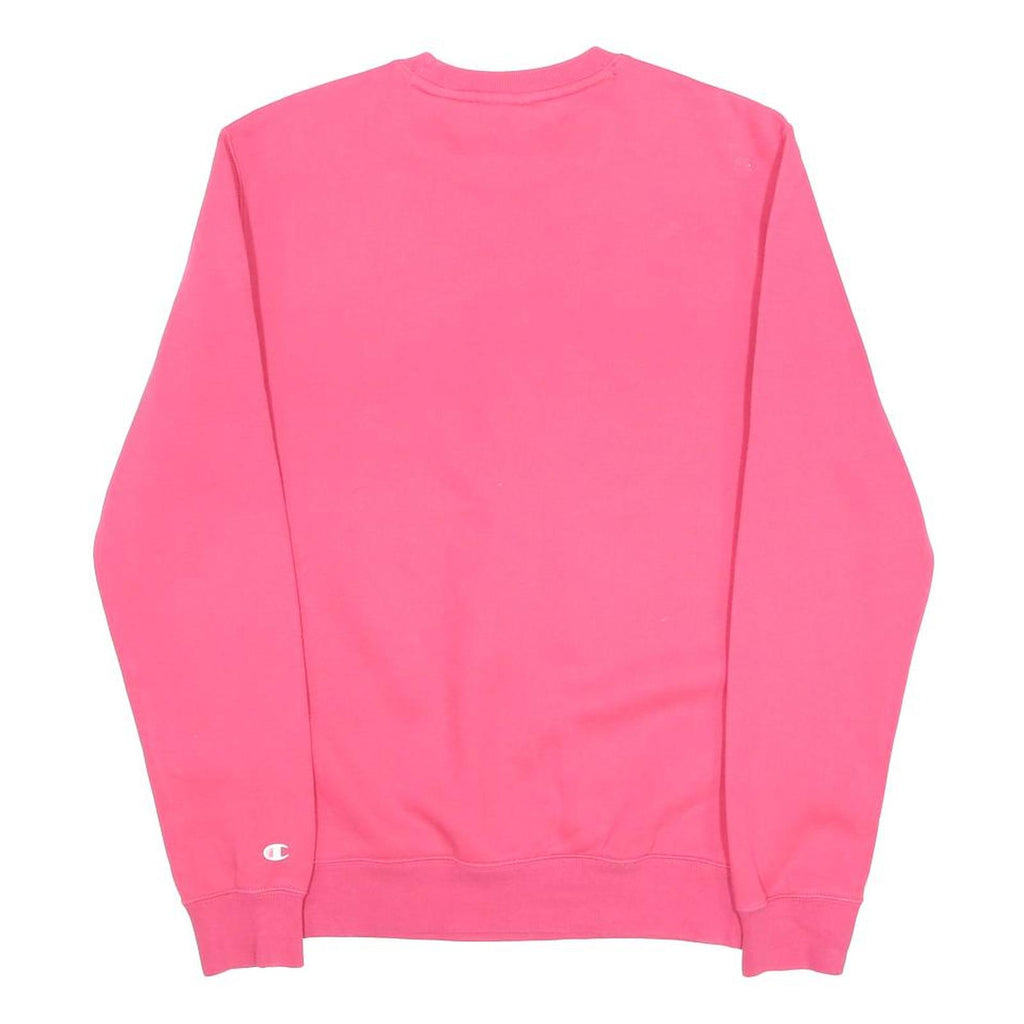 CHAMPION Womens Pink Crew Neck S Logo Sweatshirt Cotton Blend Pullover