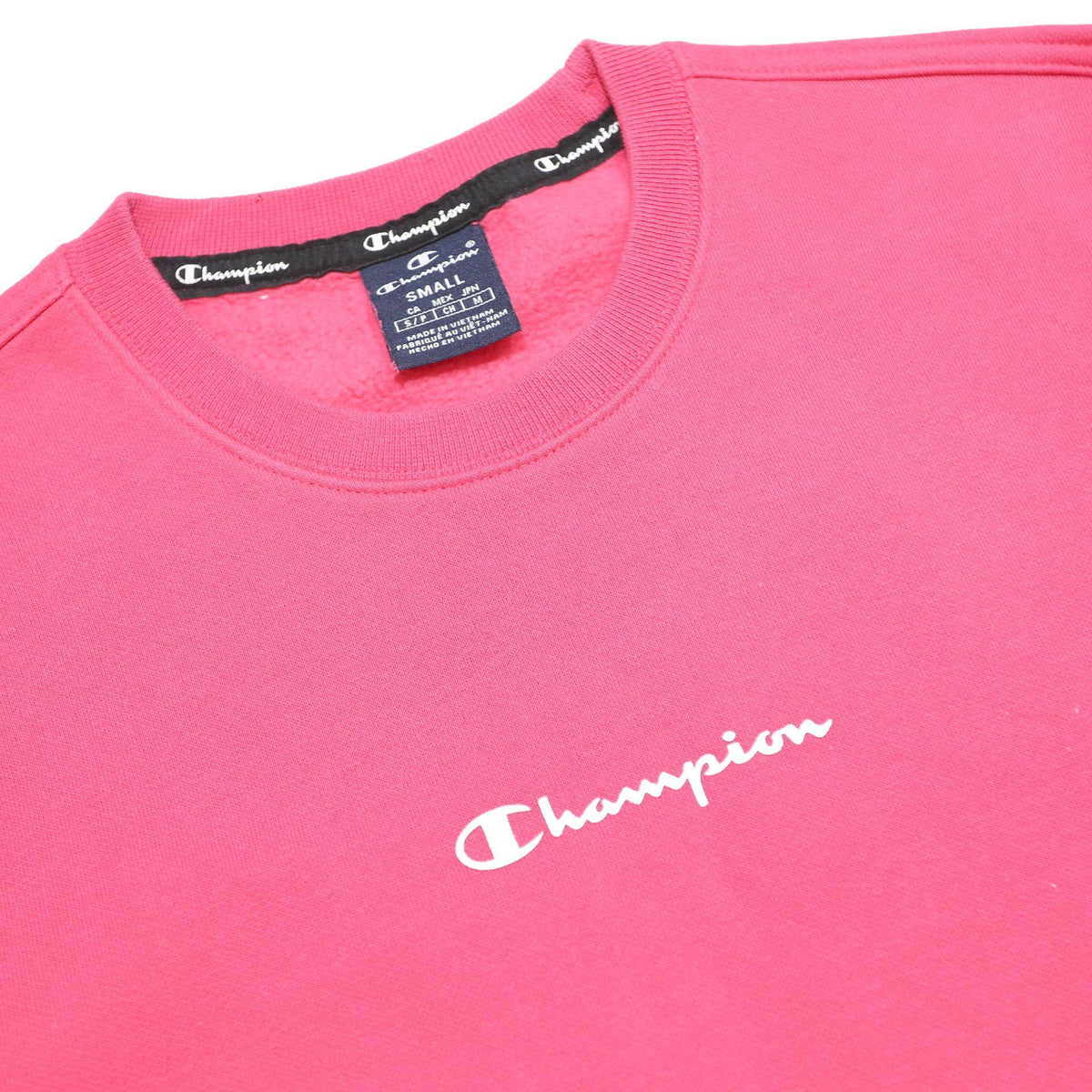 CHAMPION Womens Pink Crew Neck S Logo Sweatshirt Cotton Blend Pullover