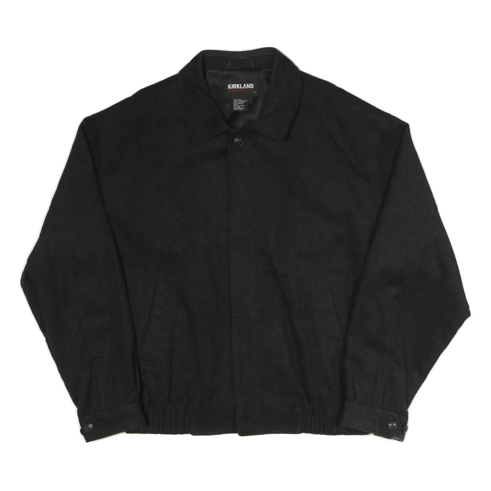 KIRKLAND SIGNATURE Mens Black Classic Jacket 2XL Polyester Blend Zip Plain