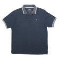 CHAMPION Mens Navy Blue & Grey Short Sleeve Plain Polo Shirt M Cotton Blend