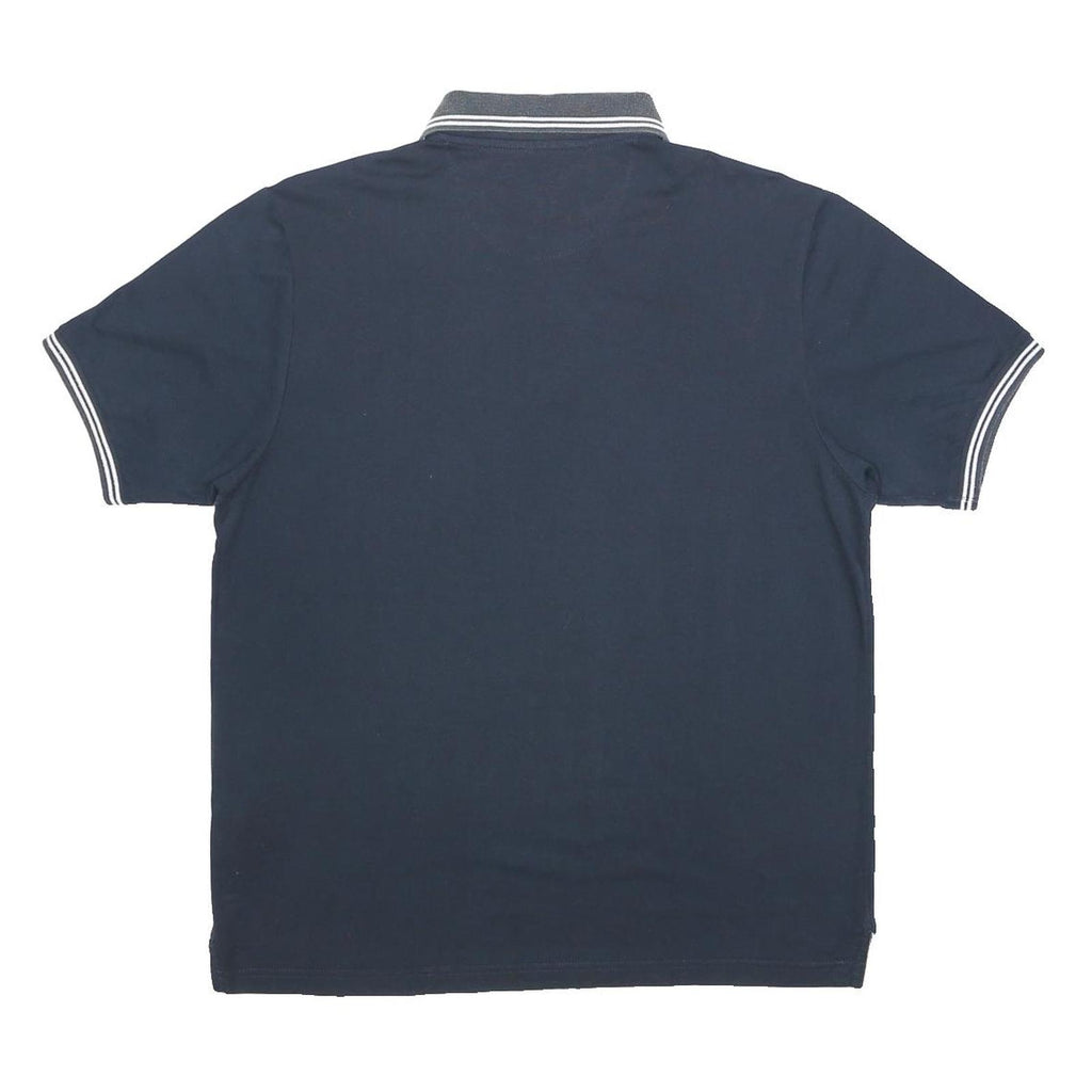 CHAMPION Mens Navy Blue & Grey Short Sleeve Plain Polo Shirt M Cotton Blend