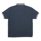 CHAMPION Mens Navy Blue & Grey Short Sleeve Plain Polo Shirt M Cotton Blend