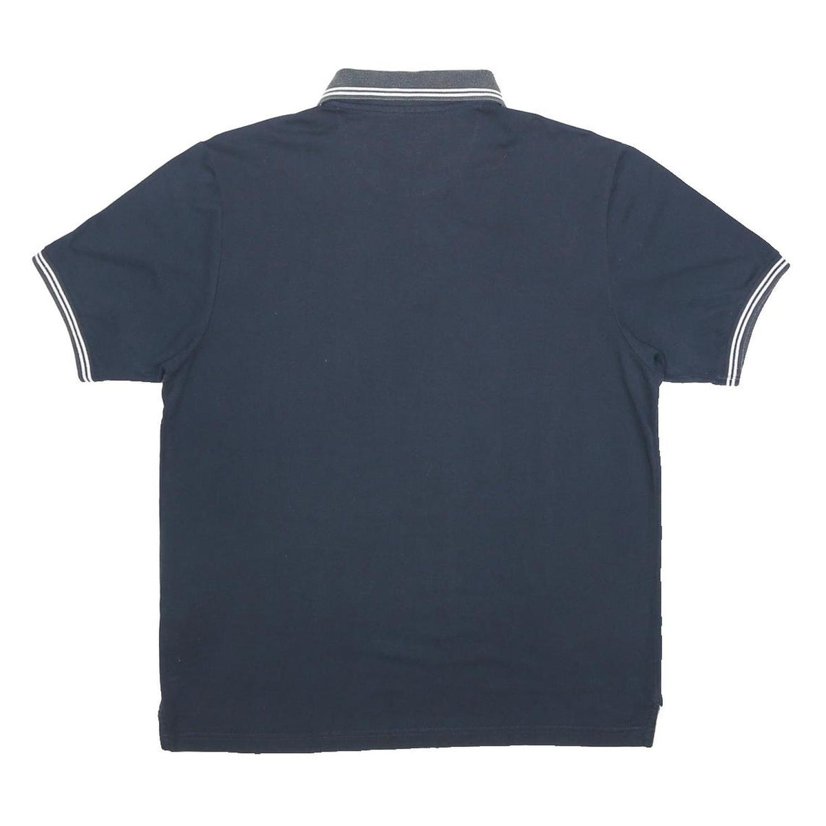 CHAMPION Mens Navy Blue & Grey Short Sleeve Plain Polo Shirt M Cotton Blend
