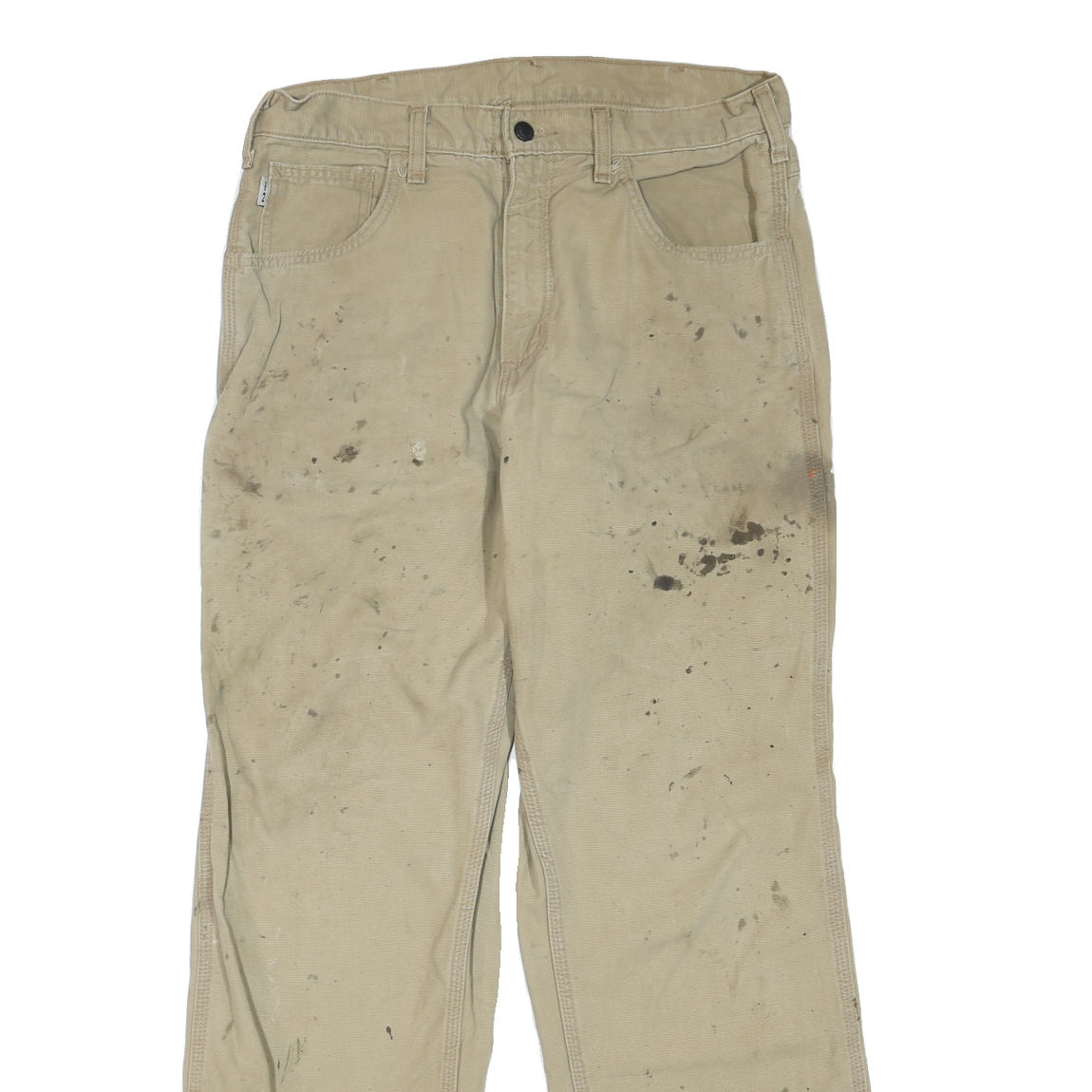 CARHARTT Mens Cotton Blend Beige Regular Straight Trousers W33 L32 Workwear Zip