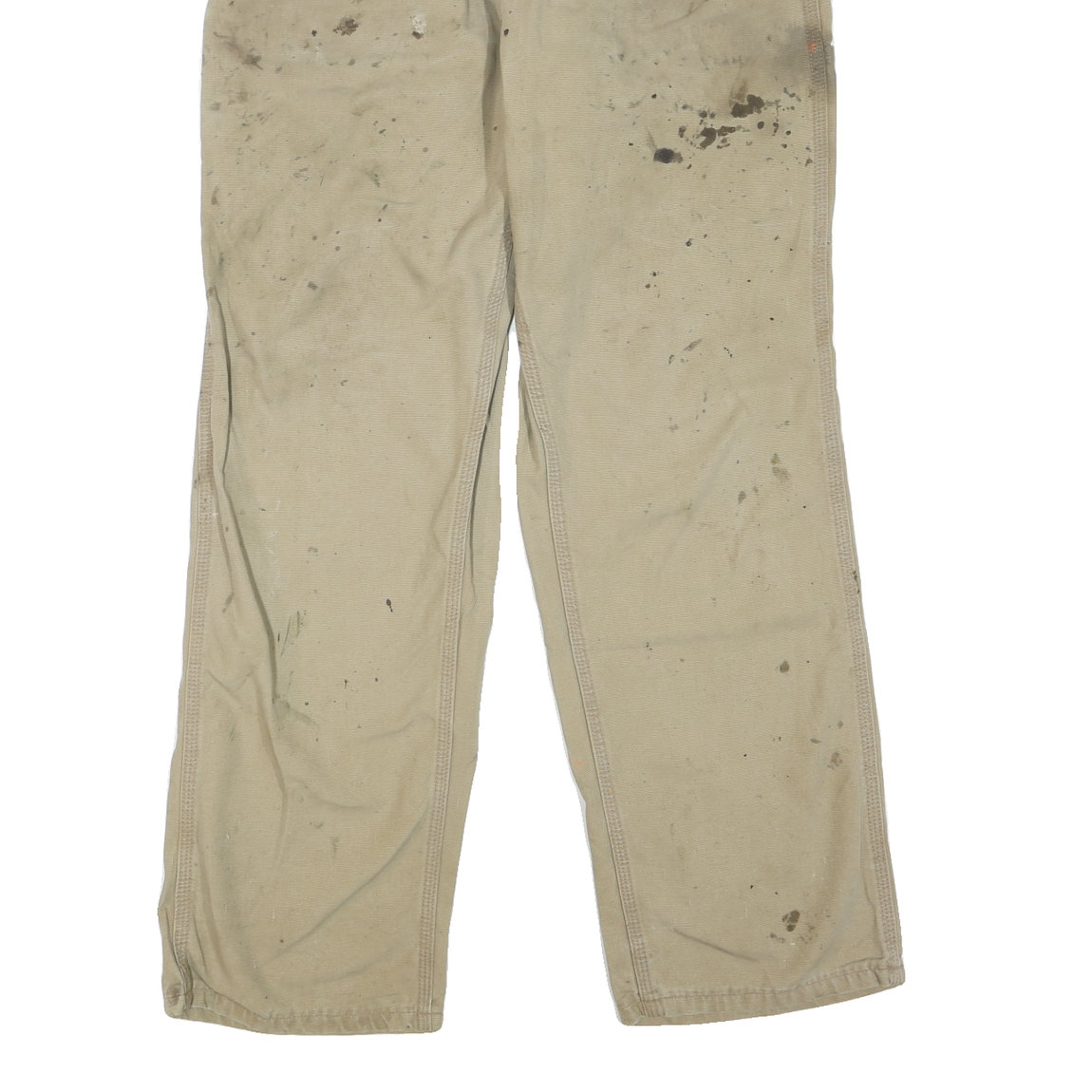 CARHARTT Mens Cotton Blend Beige Regular Straight Trousers W33 L32 Workwear Zip