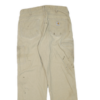 CARHARTT Mens Cotton Blend Beige Regular Straight Trousers W33 L32 Workwear Zip