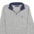 NAUTICA Mens Grey & Navy Plain Pullover Patterned V-Neck Regular L Jumper