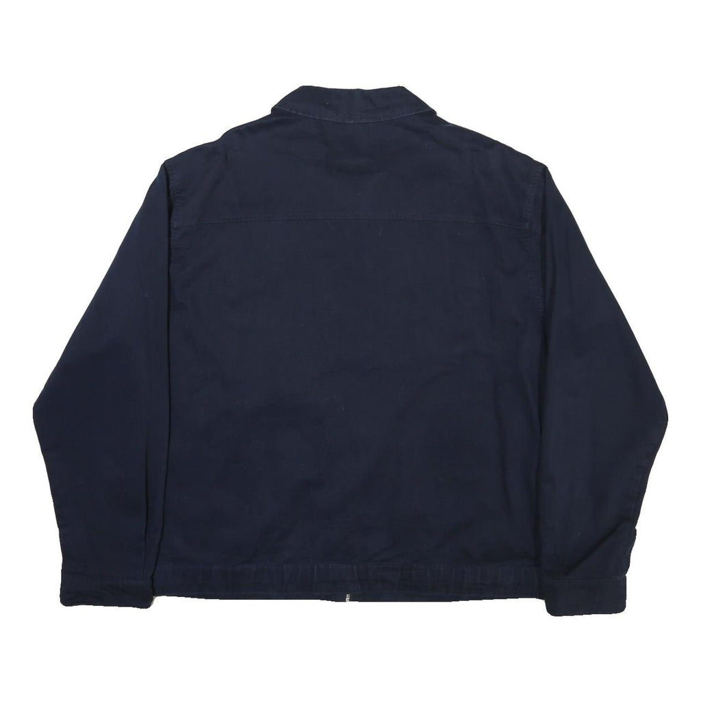 CHAPS Mens Navy Cotton Blend Jacket L Zip Plain Classic Casual Outerwear