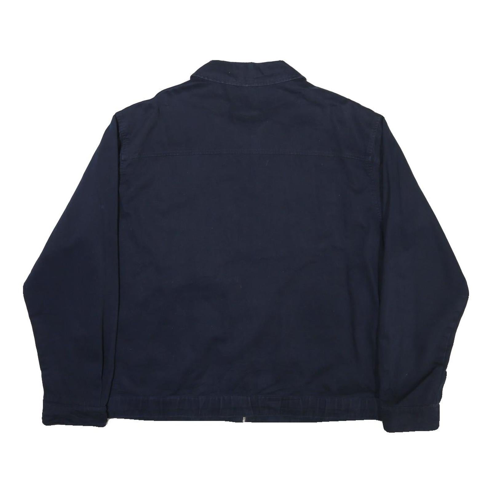 CHAPS Mens Navy Cotton Blend Jacket L Zip Plain Classic Casual Outerwear