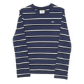 LACOSTE LIVE Womens Blue & White Striped T-Shirt S Long Sleeve Crew Neck Cotton