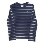 LACOSTE LIVE Womens Blue & White Striped T-Shirt S Long Sleeve Crew Neck Cotton