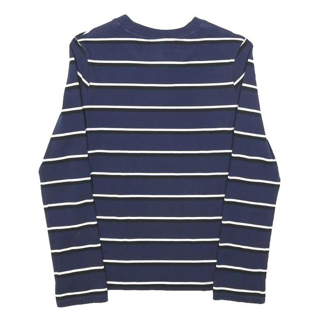 LACOSTE LIVE Womens Blue & White Striped T-Shirt S Long Sleeve Crew Neck Cotton
