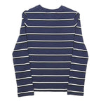 LACOSTE LIVE Womens Blue & White Striped T-Shirt S Long Sleeve Crew Neck Cotton