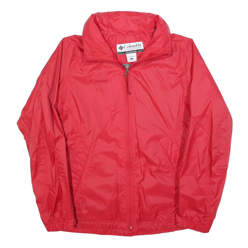 COLUMBIA Womens Red Jacket L Nylon Plain Zip Outdoor Sportswear