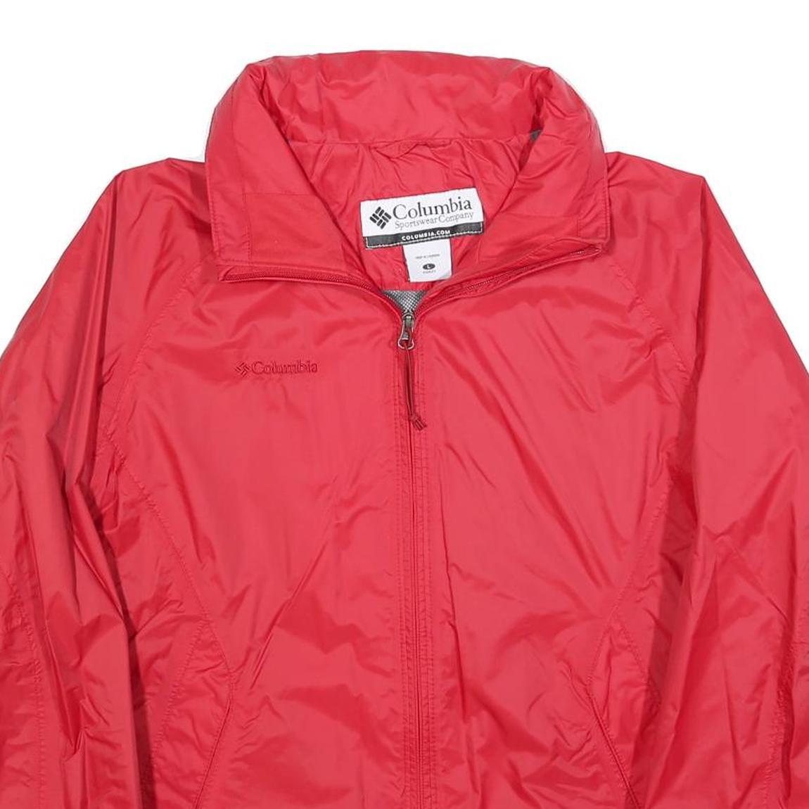 COLUMBIA Womens Red Jacket L Nylon Plain Zip Outdoor Sportswear