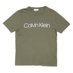 CALVIN KLEIN Mens Green M Short Sleeve Crew Neck Logo Print T-Shirt