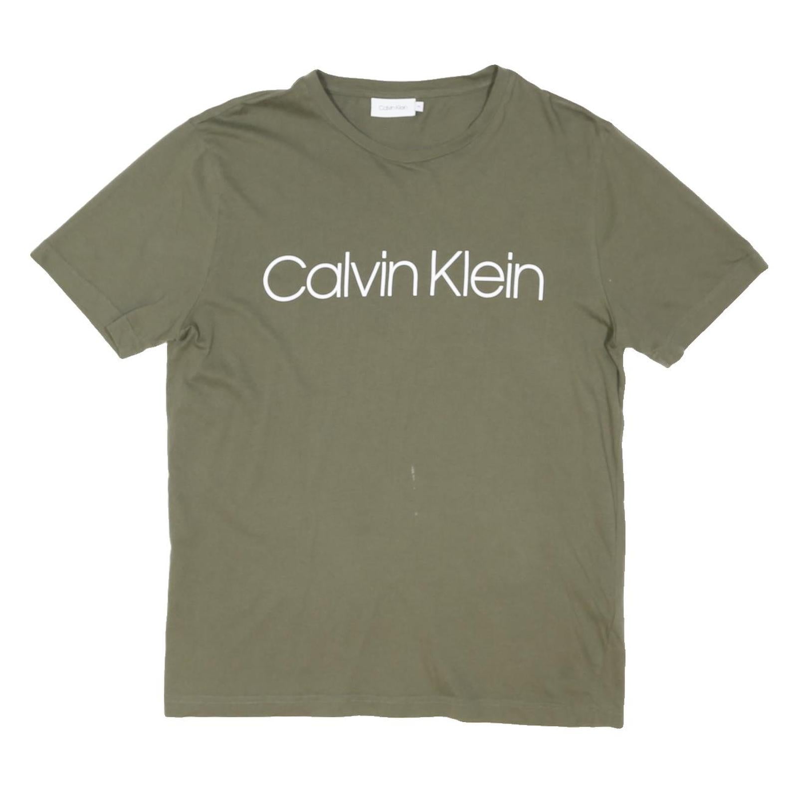 CALVIN KLEIN Mens Green M Short Sleeve Crew Neck Logo Print T-Shirt