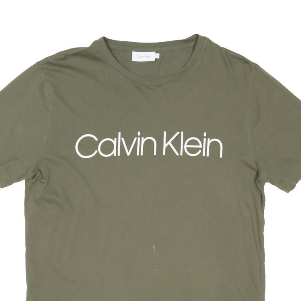 CALVIN KLEIN Mens Green M Short Sleeve Crew Neck Logo Print T-Shirt