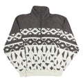 TRADER BAY Mens Grey & White Patterned Fleece Jacket M Polyester Zip Neck