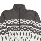 TRADER BAY Mens Grey & White Patterned Fleece Jacket M Polyester Zip Neck