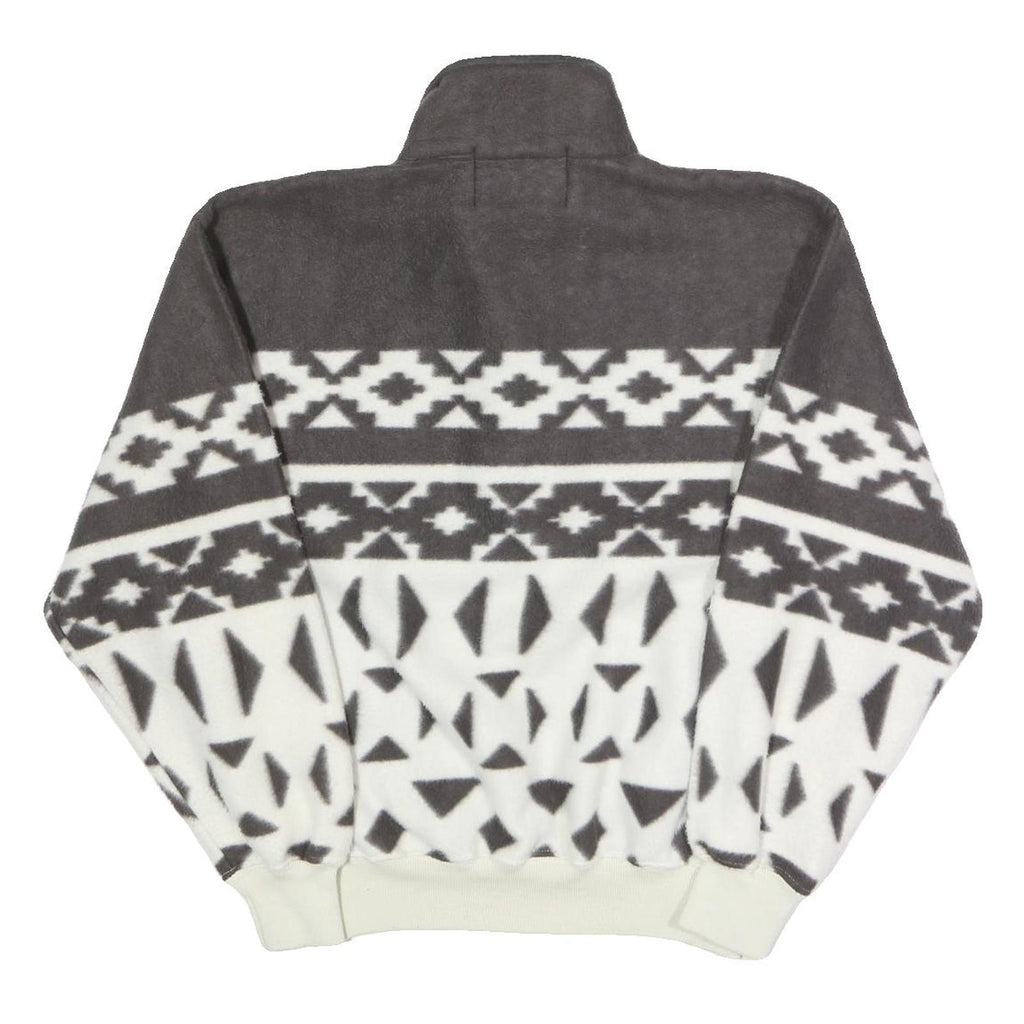 TRADER BAY Mens Grey & White Patterned Fleece Jacket M Polyester Zip Neck